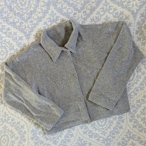 J. Crew Gray Button-Up Knit Jacket